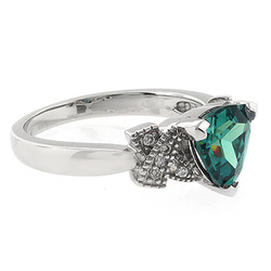 Color Changing Trillion Cut Alexandrite Ring Blue Green