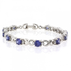 Round Cut Tanzanite Silver Bracelet