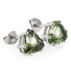 Trillion Cut Tourmaline Stud Silver Earrings