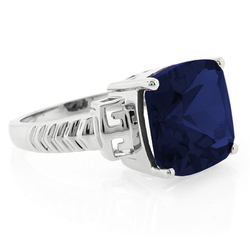 Sapphire Cushion Cut Silver Ring