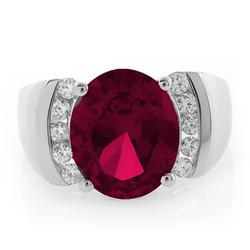 Oval Cut Red Ruby Sterling Silver Ring