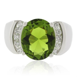 Oval Cut Peridot Sterling Silver Ring