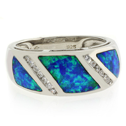 Blue Opal Sterling Silver Unisex Ring