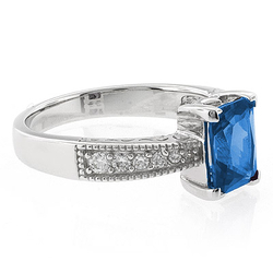 Emerald Cut Blue Topaz Stone Ring