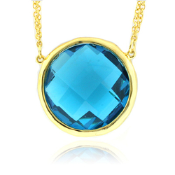 Yellow Gold Plated Silver Blue Topaz Pendant