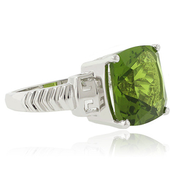 Peridot Cushion Cut Silver Ring