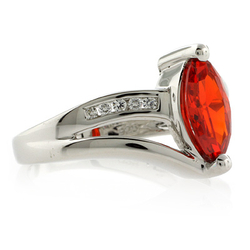 Silver Marquise Cut Fire Cherry Opal Ring