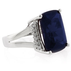 Very Big Sapphire Silver Ring