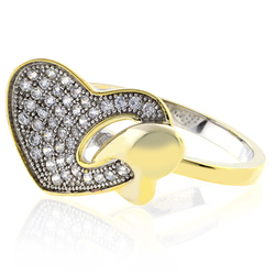 Heart Shape Sterling Silver Micro Pave Ring