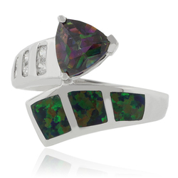 Trillion Cut Mystic Topaz Opal Ring