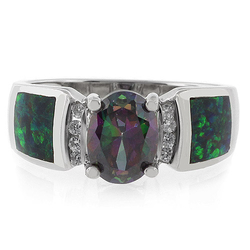 Amazing Mystic Topaz Australian Opal Silver Ring
