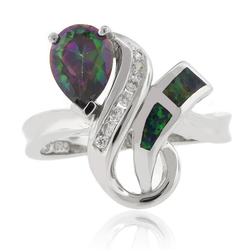 Pear Cut Mystic Topaz Opal Ring