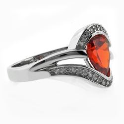 Pear Cut Fire Opal Silver 925 Ring