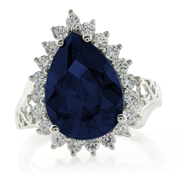 Sterling Silver Sapphire Pear Cut Ring