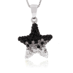 Star Black and White Swarovski Silver Pendant