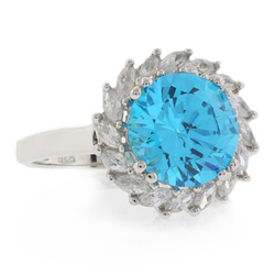 Sterling Silver Round Cut Blue Topaz Ring