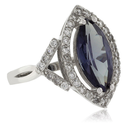 Elegant Marquise Cut Color Change Alexandrite Silver Ring