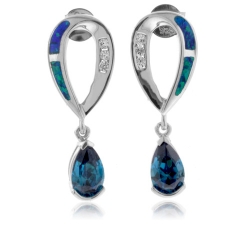 Alexandrite With Australian Opal Silver Earrings