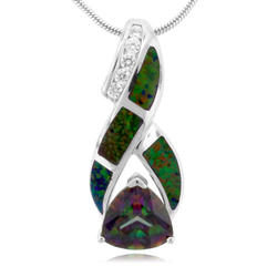 Australian Opal And Topaz Silver Pendant