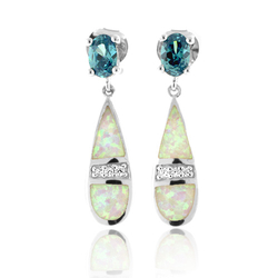 Australian White Opal With Color Change Alexandrite Earrings