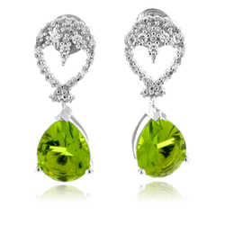 Authentic Pear Cut Peridot Silver Earrings