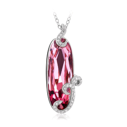 Brilliant Pink Swarovski Elements 18K White Gold Plated Necklace