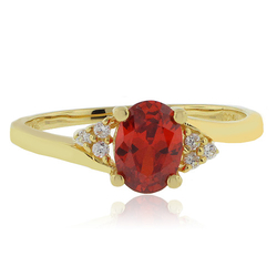 Oval Cut Fire Cherry Opal Gold Plated Silver Ring