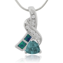 Australian Opal Pendant with Trillion Cut Alexandrite