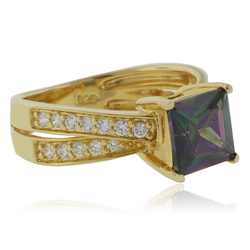 December Birthstone Mystic Topaz Gold Plated Ring