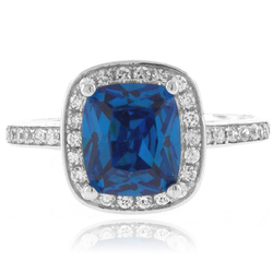 Cushion Cut Blue Topaz Sterling Silver Ring