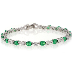 Emerald Silver Gemstone Bracelet