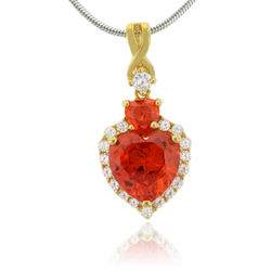 Heart Shape Fire Opal Gold Plated Sterling Silver Pendant