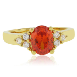 Mexican Fire Cherry Opal Gold Plated Silver Ring