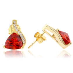 Gold Plated Fire Opal Silver Earrings