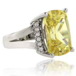 Huge Radiant Cut Citrine Silver Ring