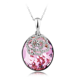 Lavender Swarovski Elements 18K White Gold Plated Necklace