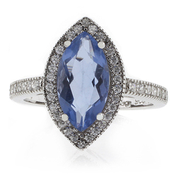 Marquise Cut High Quality Alexandrite Silver Ring