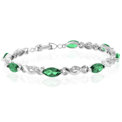 Marquise Cut Emerald Silver Bracelet