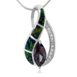 Marquise Cut Mystic Topaz Silver Pendant