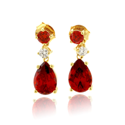 Mexican Fire Opal 14K Gold Plated Silver Earrings