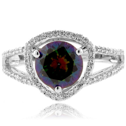 Mystic Topaz Round Cut Sterling Silver Ring