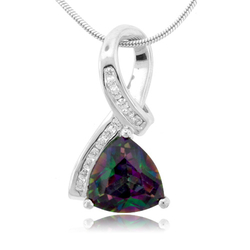 Rainbow Mystic Topaz Trillion Cut Silver Pendant