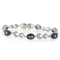 Oval Cut Alexandrite Bracelet Blue to Purple Color Change Silver