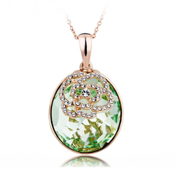 Oval Green Swarovski Elements 18K Yellow Gold Plated Necklace