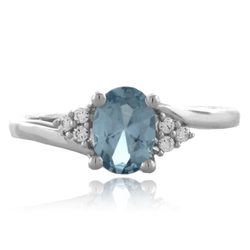 Oval Cut Aquamarine Fashion Silver Ring