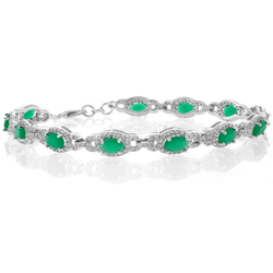 Oval Cut Emerald .925 Sterling Silver Bracelet