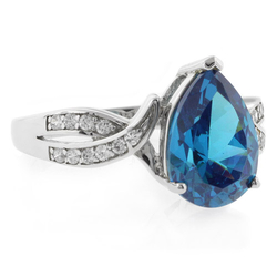 Antique Style Blue Topaz Silver Ring