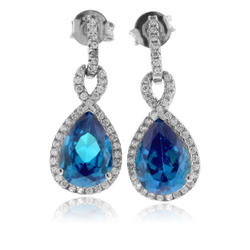 Pear Cut Blue Topaz Silver Earrings