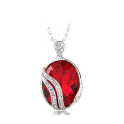 Red Swarovski Elements 18K White Gold Plated Necklace