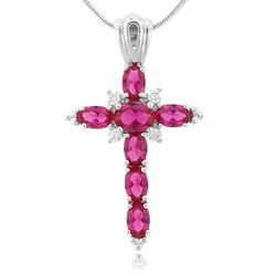 Ruby Cross Sterling Silver Pendant